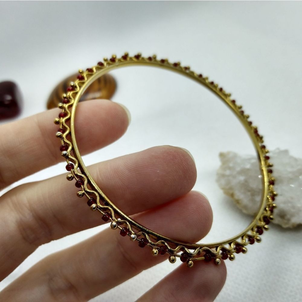 Gypsy slim bracelet red and gold‎